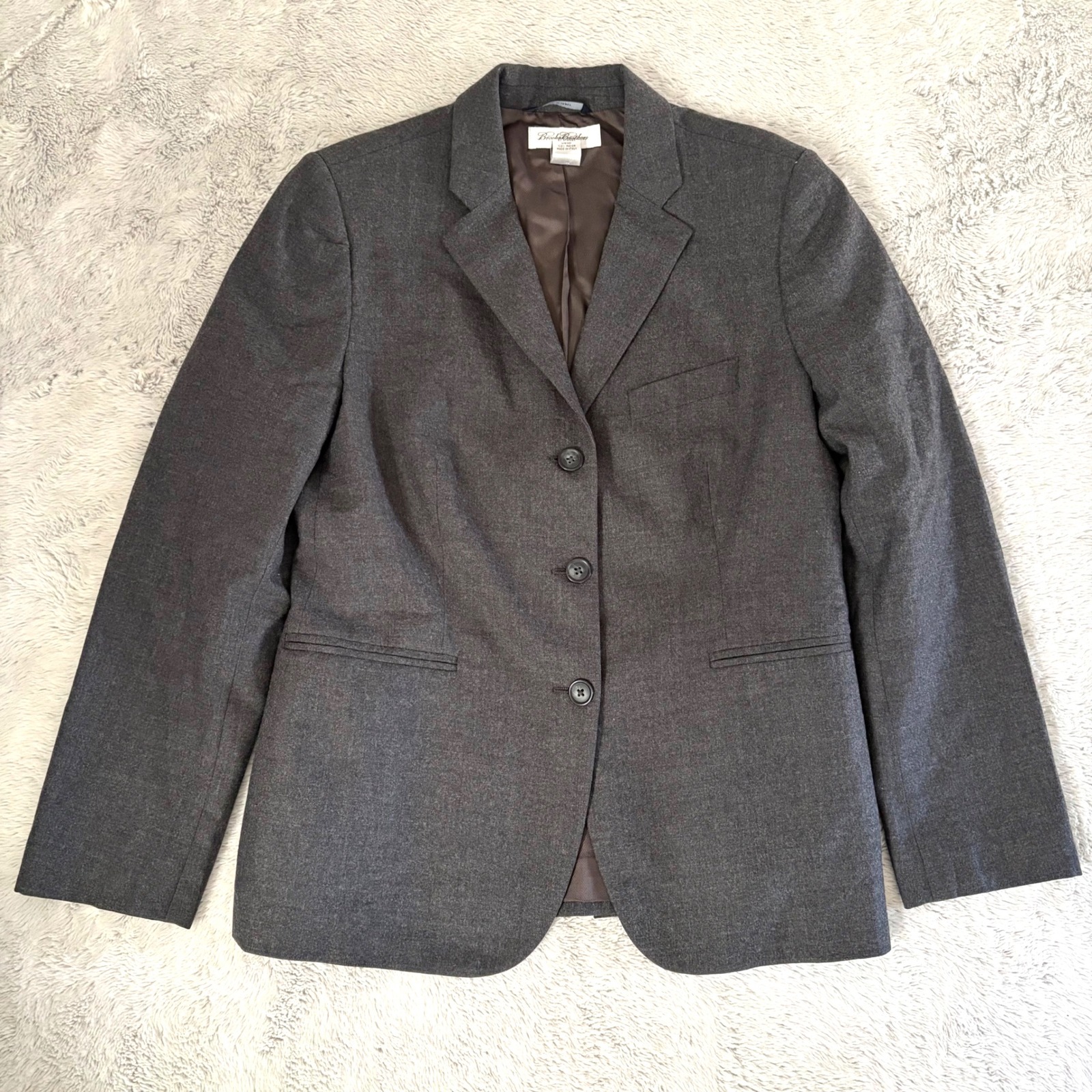 Brooks Brothers Petite Wool Blend Blazer Jacket Italy Gray Women 10p Old Money